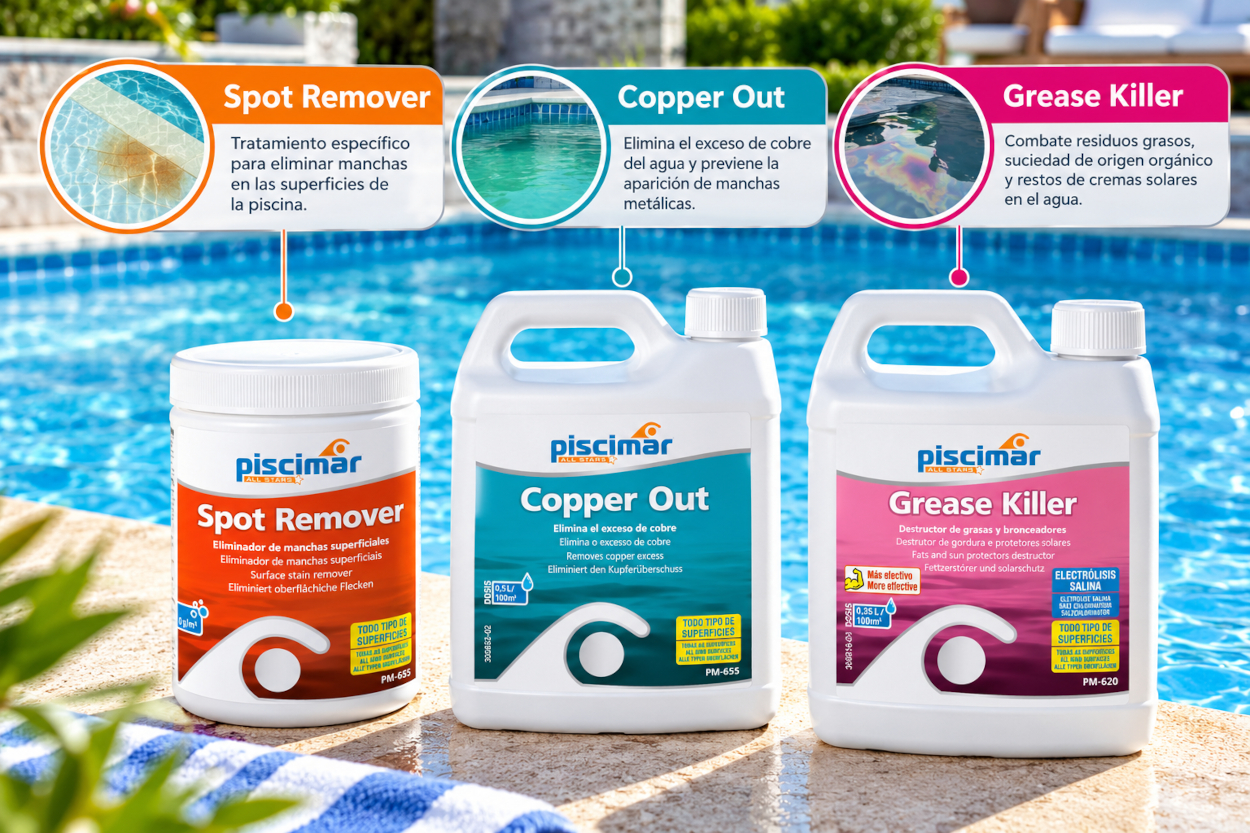 productos químicos tratamiento manchas piscinas
